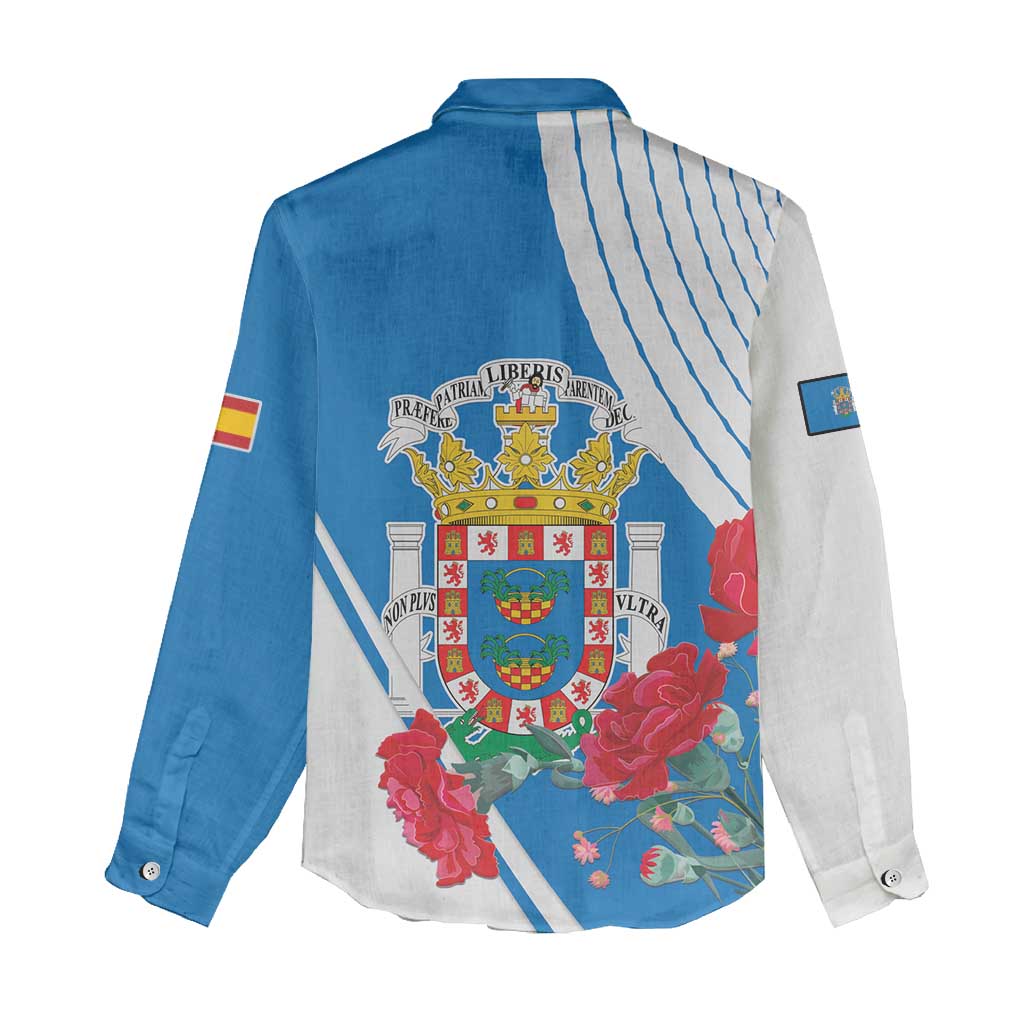 Melilla Women Casual Shirt Coat Of Arms Red Carnation