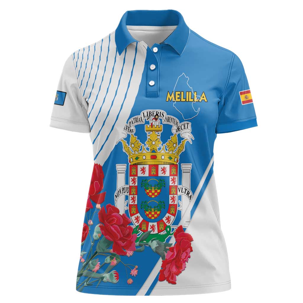 Melilla Women Polo Shirt Coat Of Arms Red Carnation