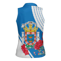 Melilla Women Sleeveless Polo Shirt Coat Of Arms Red Carnation