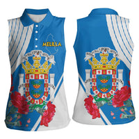 Melilla Women Sleeveless Polo Shirt Coat Of Arms Red Carnation