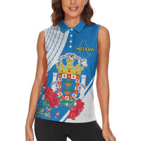 Melilla Women Sleeveless Polo Shirt Coat Of Arms Red Carnation