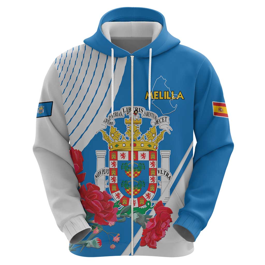 Melilla Zip Hoodie Coat Of Arms Red Carnation