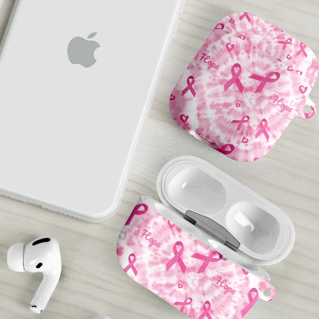 Breast Cancer Awareness Pink Ribbon AirPods Case Tie Dye Style - Wonder Print Shop