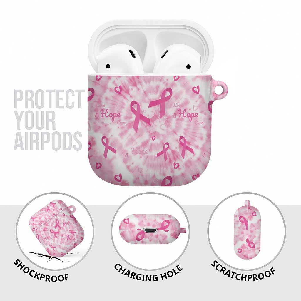 Breast Cancer Awareness Pink Ribbon AirPods Case Tie Dye Style - Wonder Print Shop
