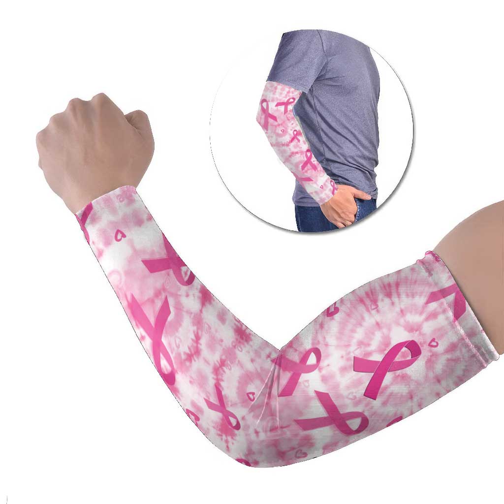 Breast Cancer Awareness Pink Ribbon Arm Sleeves Tie Dye Style - Wonder Print Shop