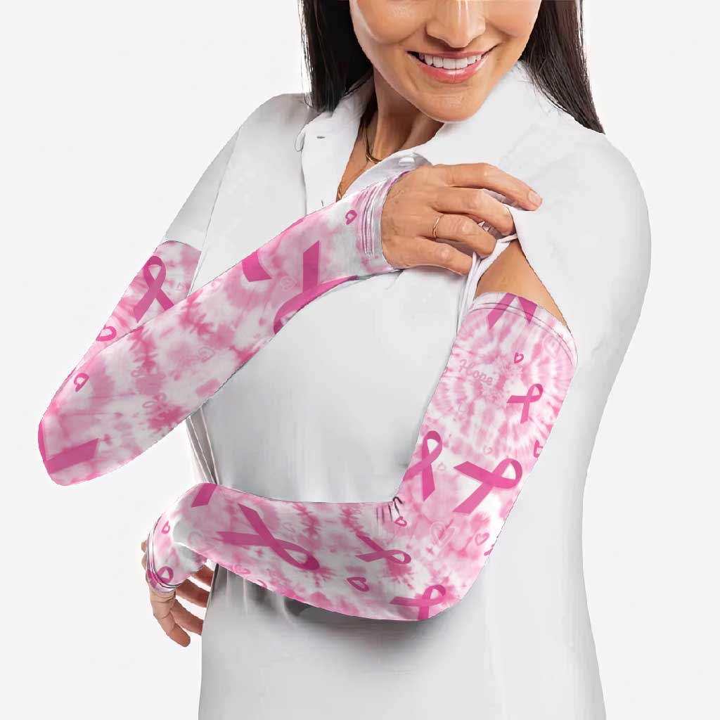 Breast Cancer Awareness Pink Ribbon Arm Sleeves Tie Dye Style - Wonder Print Shop