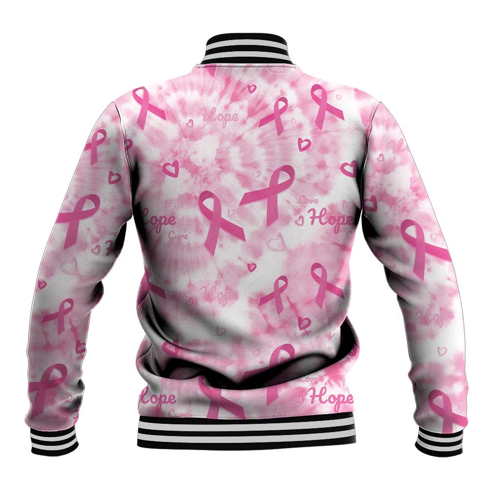 Breast Cancer Awareness Pink Ribbon Baseball Jacket Tie Dye Style - Wonder Print Shop