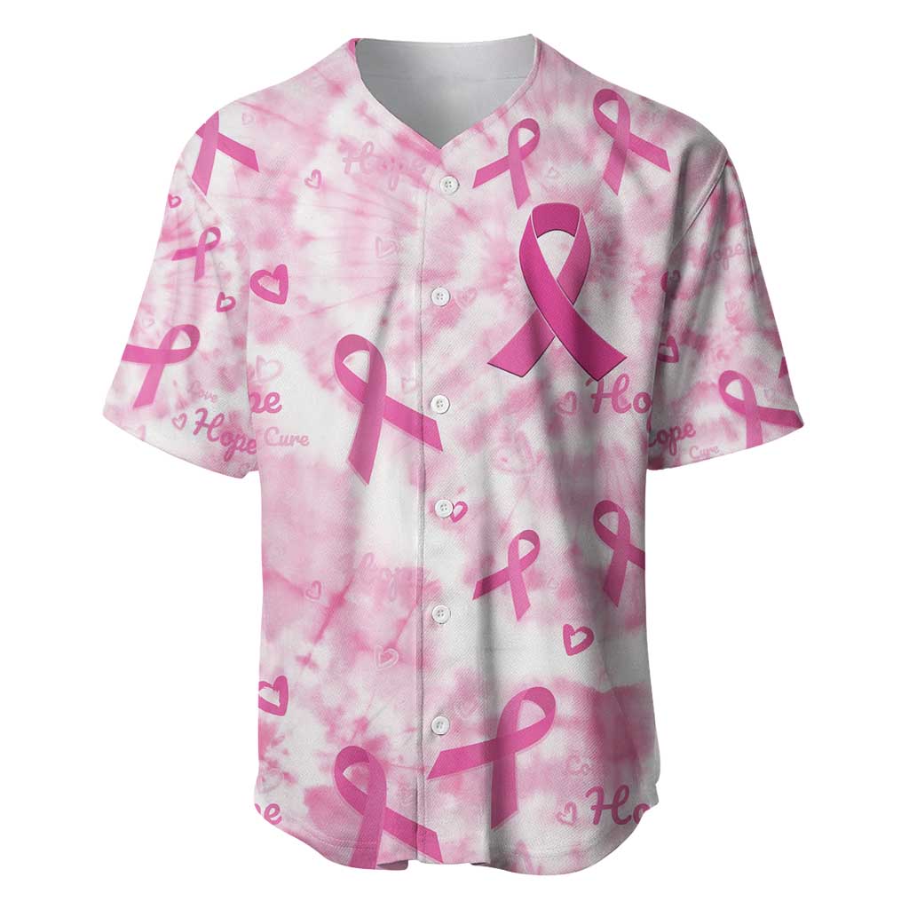 Breast Cancer Awareness Pink Ribbon Baseball Jersey Tie Dye Style - Wonder Print Shop