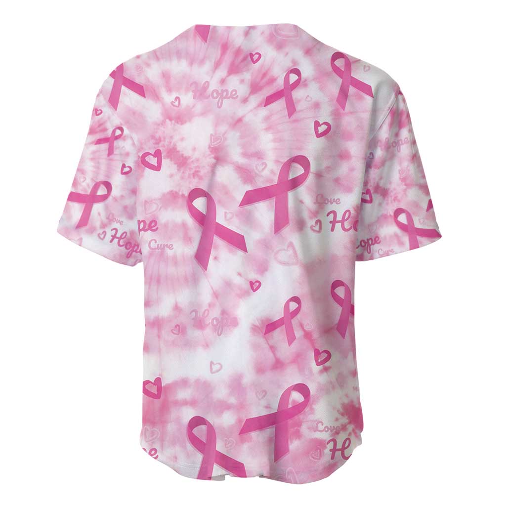 Breast Cancer Awareness Pink Ribbon Baseball Jersey Tie Dye Style - Wonder Print Shop