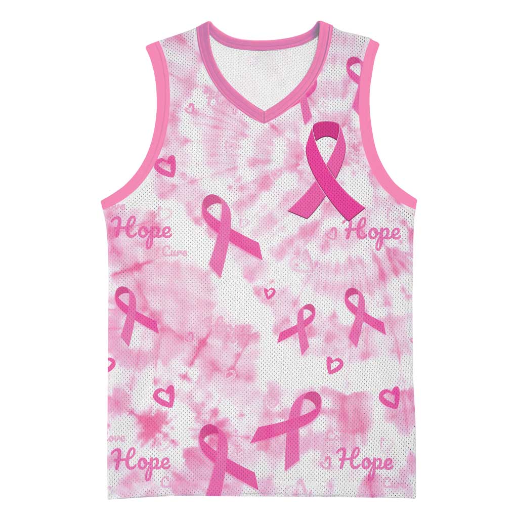Breast Cancer Awareness Pink Ribbon Basketball Jersey Tie Dye Style - Wonder Print Shop