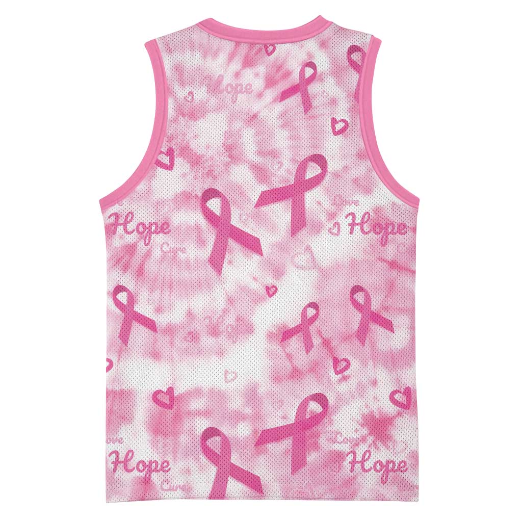 Breast Cancer Awareness Pink Ribbon Basketball Jersey Tie Dye Style - Wonder Print Shop