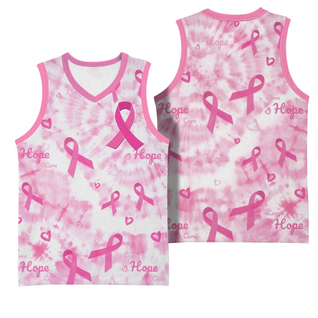 Breast Cancer Awareness Pink Ribbon Basketball Jersey Tie Dye Style - Wonder Print Shop