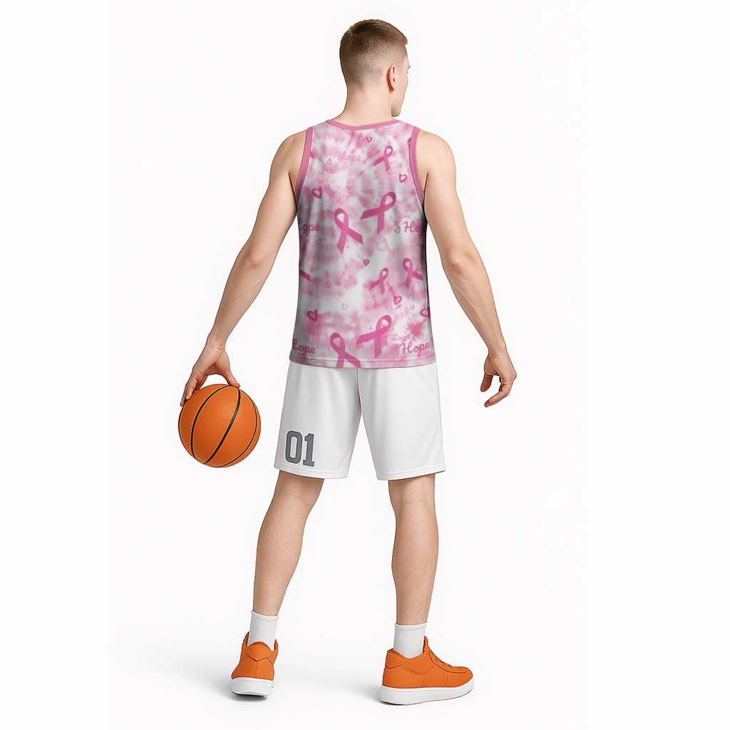 Breast Cancer Awareness Pink Ribbon Basketball Jersey Tie Dye Style - Wonder Print Shop