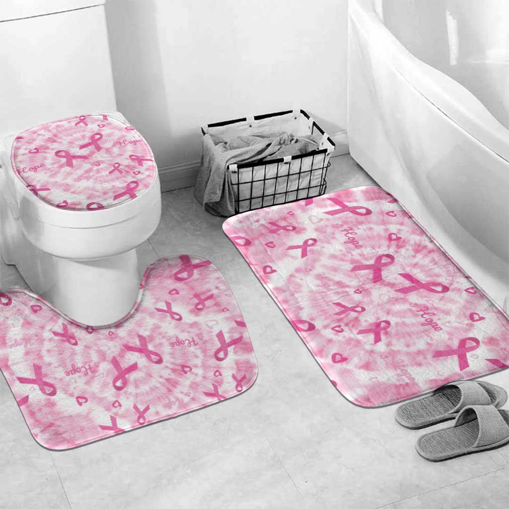 Breast Cancer Awareness Pink Ribbon Bathroom Set Tie Dye Style - Wonder Print Shop