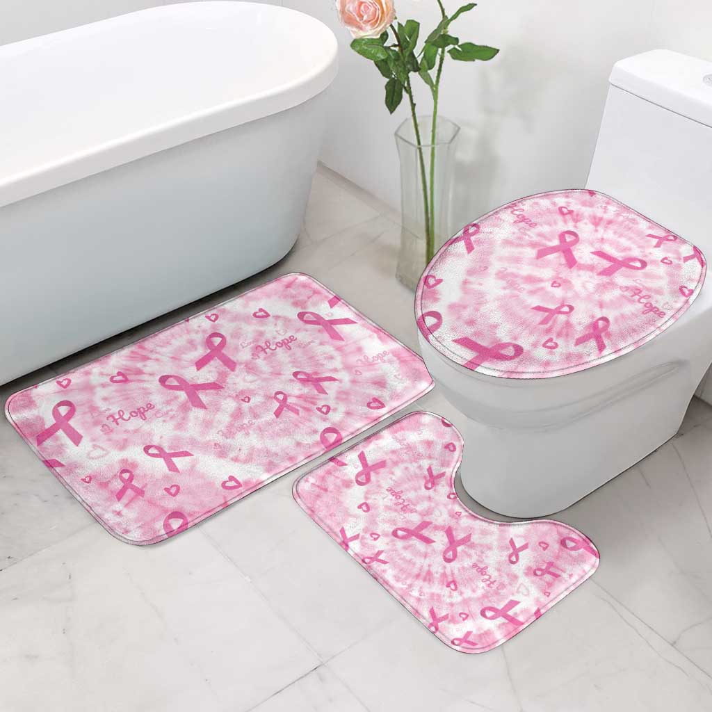 Breast Cancer Awareness Pink Ribbon Bathroom Set Tie Dye Style - Wonder Print Shop