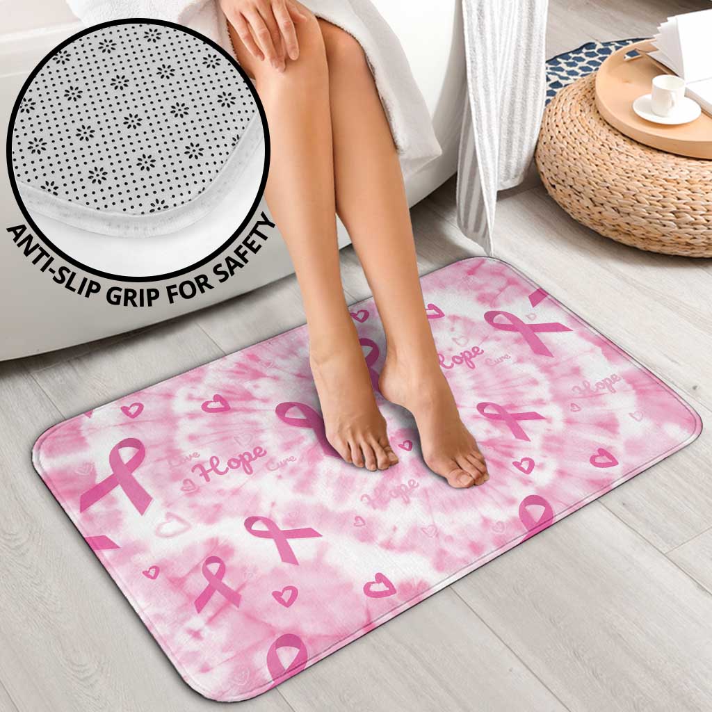 Breast Cancer Awareness Pink Ribbon Bathroom Set Tie Dye Style - Wonder Print Shop