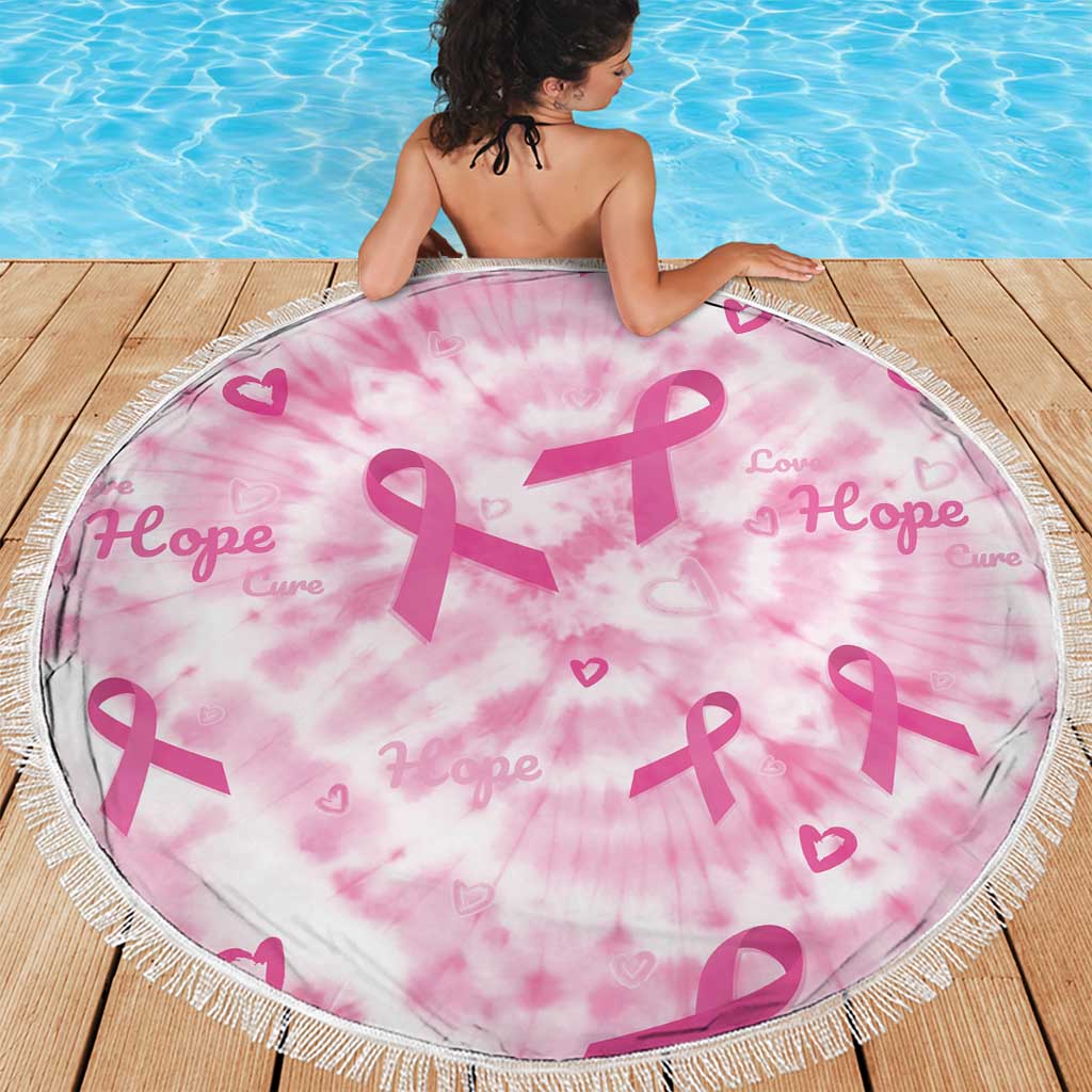 Breast Cancer Awareness Pink Ribbon Beach Blanket Tie Dye Style - Wonder Print Shop