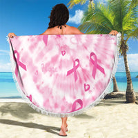 Breast Cancer Awareness Pink Ribbon Beach Blanket Tie Dye Style - Wonder Print Shop