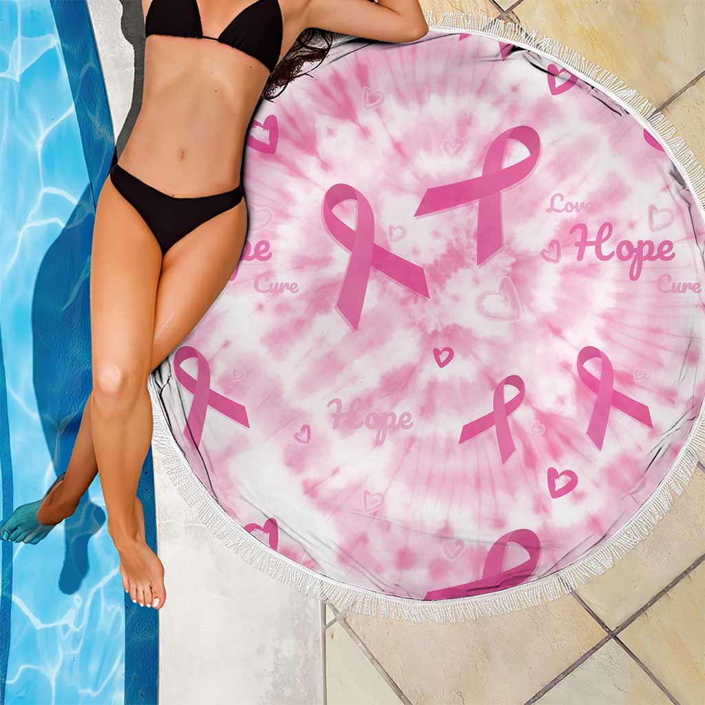 Breast Cancer Awareness Pink Ribbon Beach Blanket Tie Dye Style - Wonder Print Shop