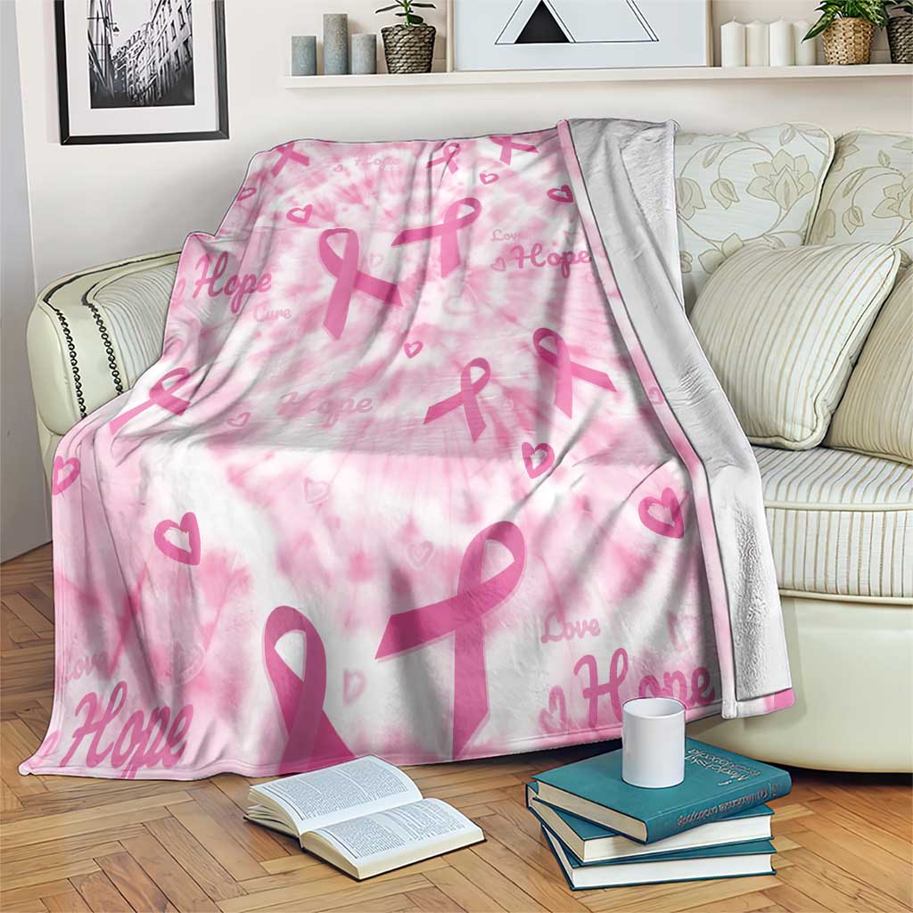 Breast Cancer Awareness Pink Ribbon Blanket Tie Dye Style - Wonder Print Shop