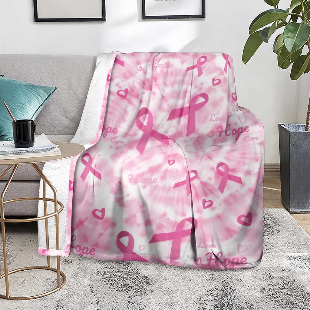 Breast Cancer Awareness Pink Ribbon Blanket Tie Dye Style - Wonder Print Shop