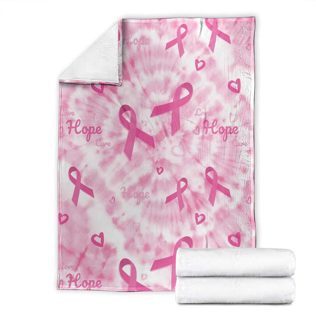 Breast Cancer Awareness Pink Ribbon Blanket Tie Dye Style - Wonder Print Shop
