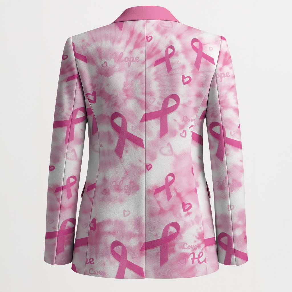 Breast Cancer Awareness Pink Ribbon Blazer Tie Dye Style - Wonder Print Shop