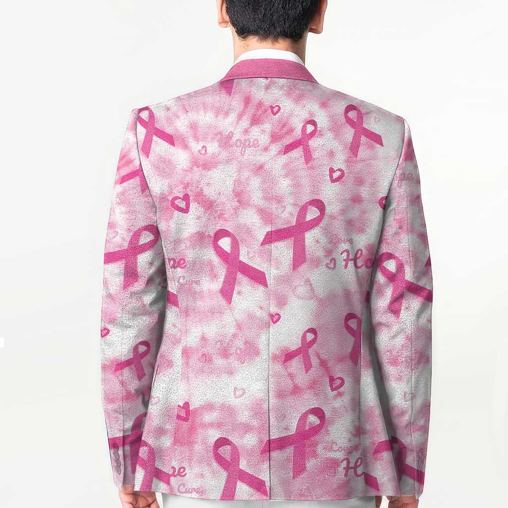 Breast Cancer Awareness Pink Ribbon Blazer Tie Dye Style - Wonder Print Shop