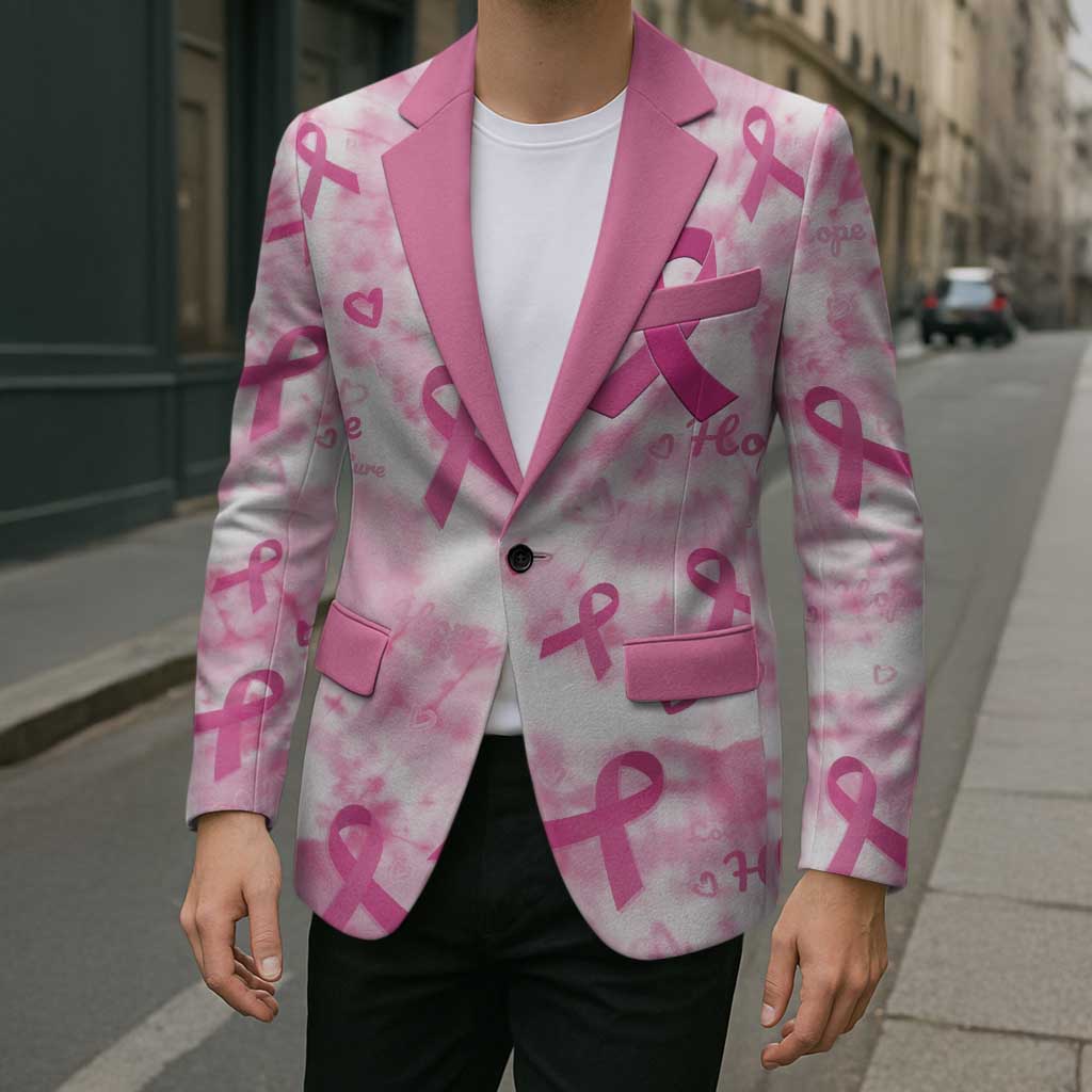 Breast Cancer Awareness Pink Ribbon Blazer Tie Dye Style - Wonder Print Shop