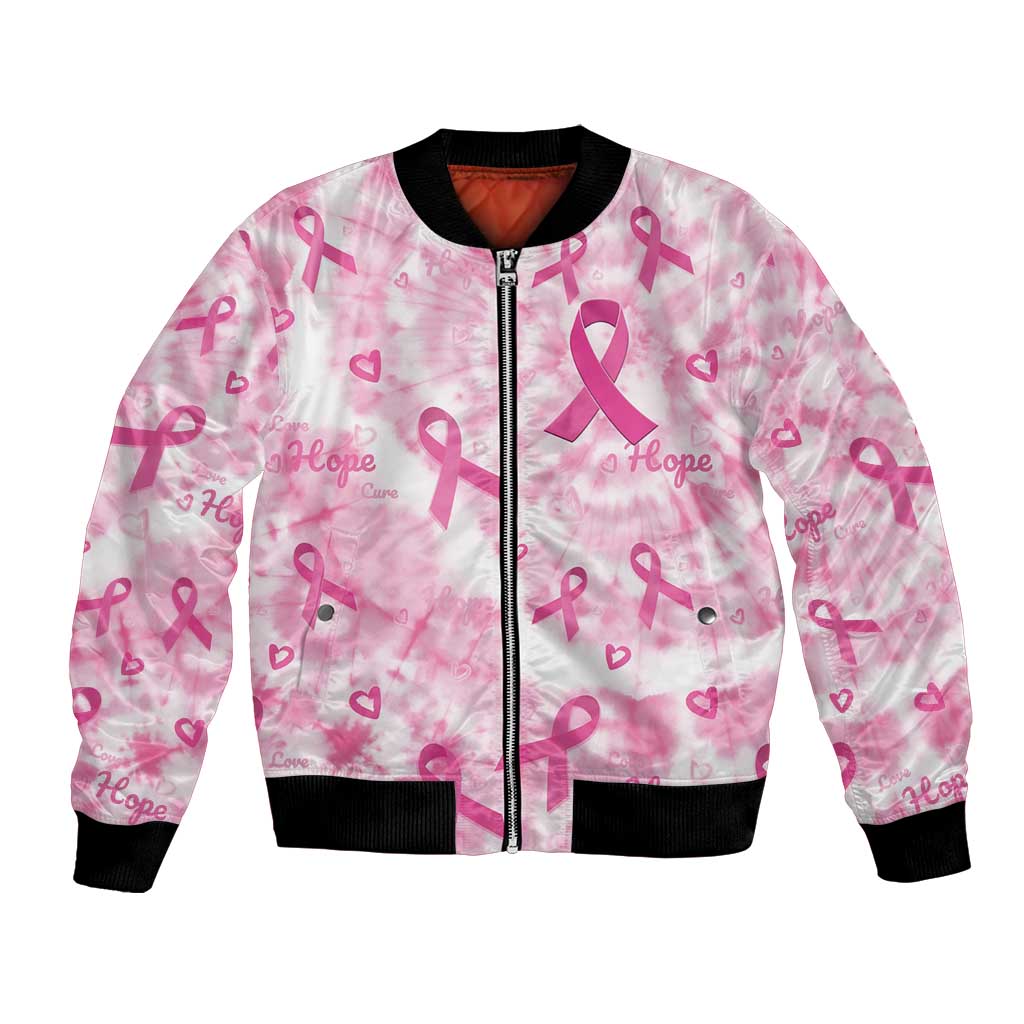 Breast Cancer Awareness Pink Ribbon Bomber Jacket Tie Dye Style - Wonder Print Shop