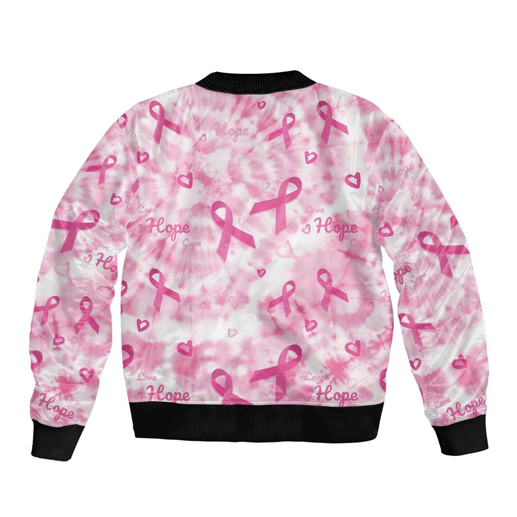 Breast Cancer Awareness Pink Ribbon Bomber Jacket Tie Dye Style - Wonder Print Shop