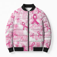 Breast Cancer Awareness Pink Ribbon Bomber Puffer Jacket Tie Dye Style - Wonder Print Shop