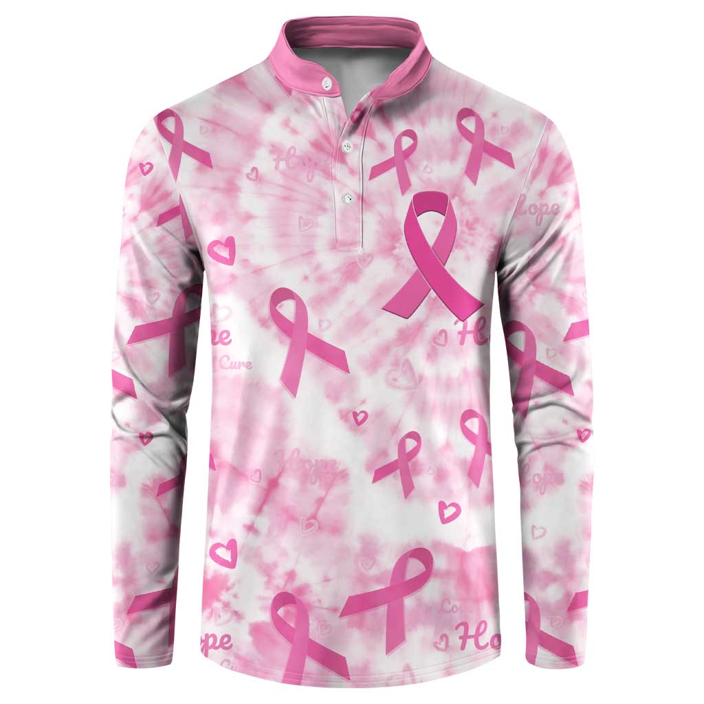 Breast Cancer Awareness Pink Ribbon Button Sweatshirt Tie Dye Style - Wonder Print Shop