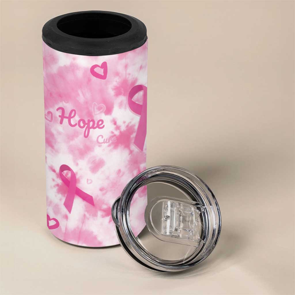 Breast Cancer Awareness Pink Ribbon 4 in 1 Can Cooler Tumbler Tie Dye Style - Wonder Print Shop