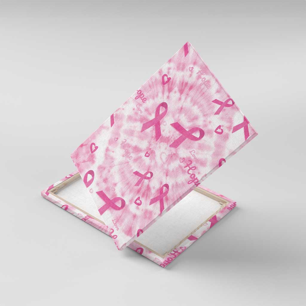 Breast Cancer Awareness Pink Ribbon Canvas Wall Art Tie Dye Style - Wonder Print Shop