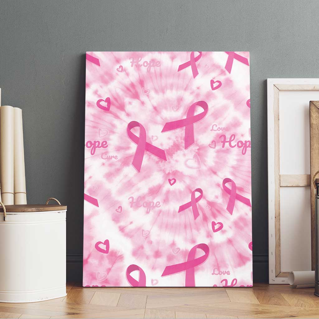 Breast Cancer Awareness Pink Ribbon Canvas Wall Art Tie Dye Style - Wonder Print Shop