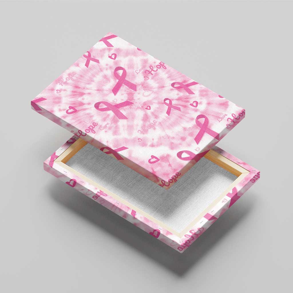 Breast Cancer Awareness Pink Ribbon Canvas Wall Art Tie Dye Style - Wonder Print Shop