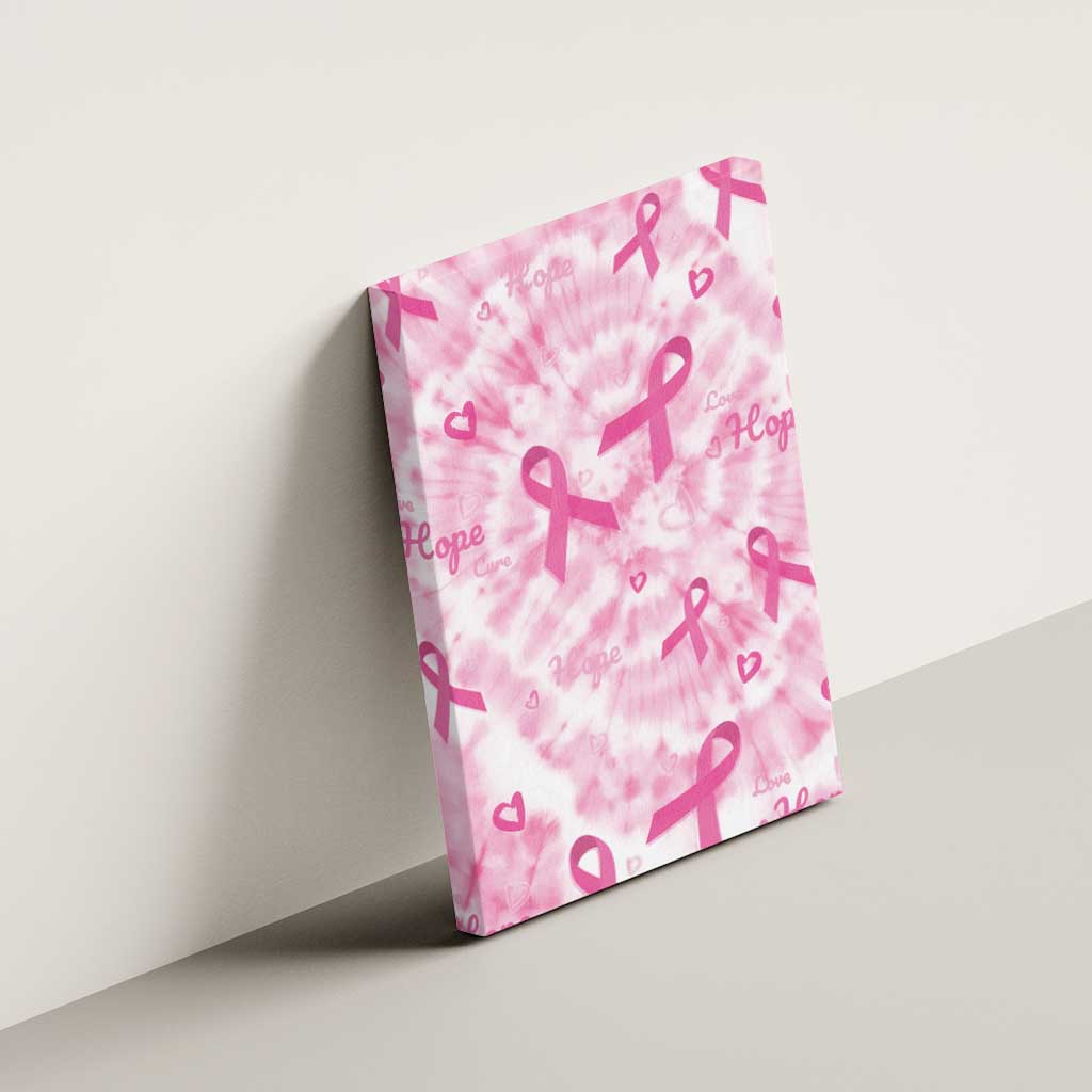 Breast Cancer Awareness Pink Ribbon Canvas Wall Art Tie Dye Style - Wonder Print Shop