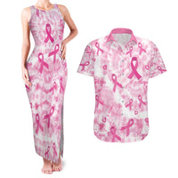 Breast Cancer Awareness Pink Ribbon Couples Matching Tank Maxi Dress and Hawaiian Shirt Tie Dye Style - Wonder Print Shop