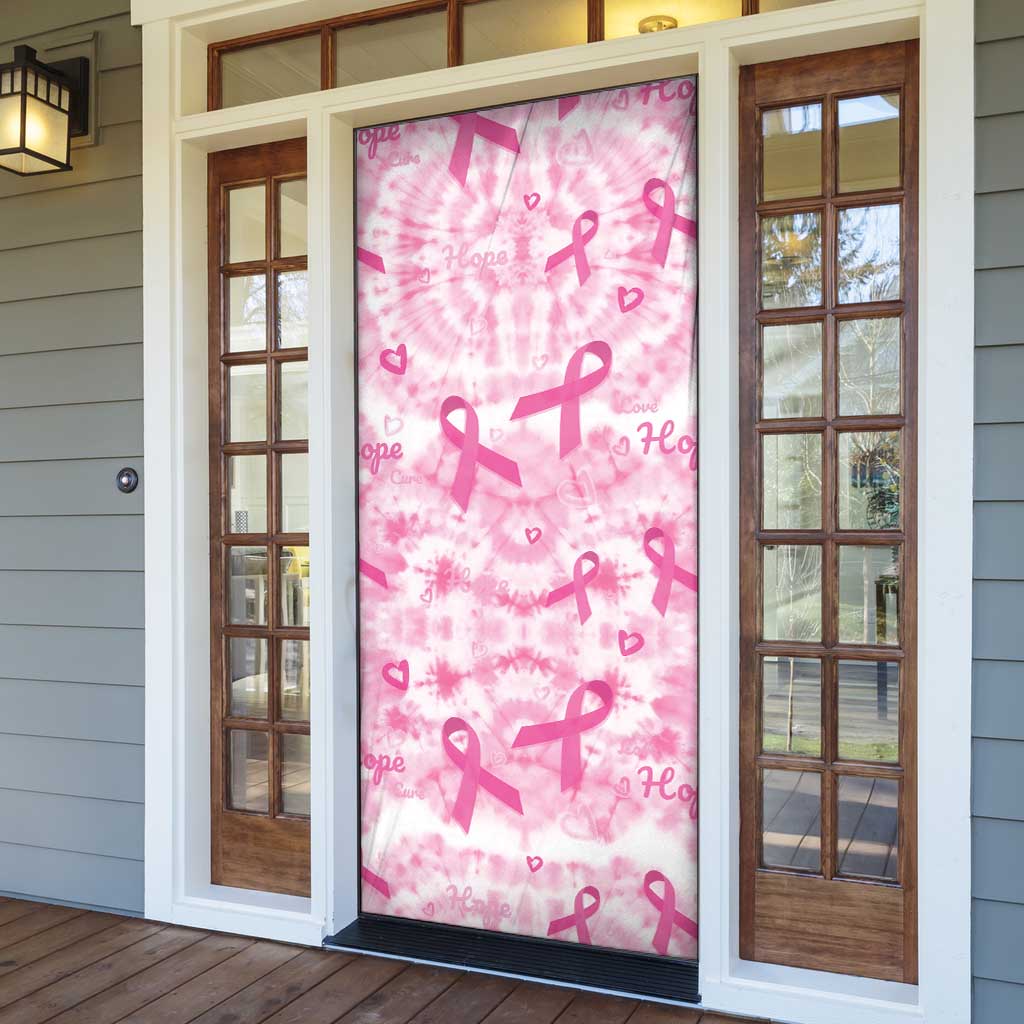 Breast Cancer Awareness Pink Ribbon Door Cover Tie Dye Style - Wonder Print Shop