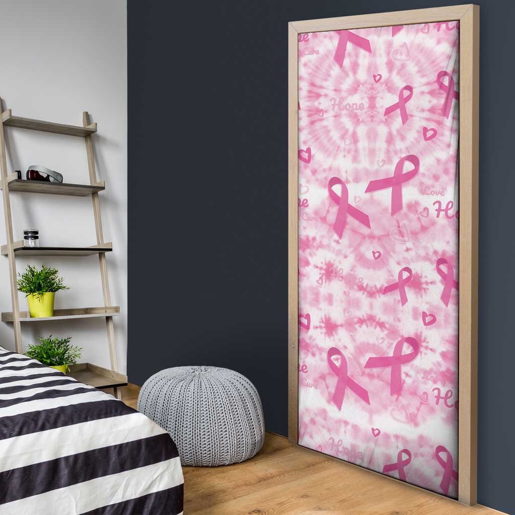Breast Cancer Awareness Pink Ribbon Door Cover Tie Dye Style - Wonder Print Shop
