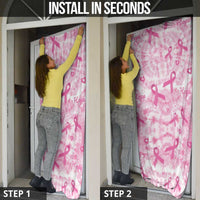 Breast Cancer Awareness Pink Ribbon Door Cover Tie Dye Style - Wonder Print Shop