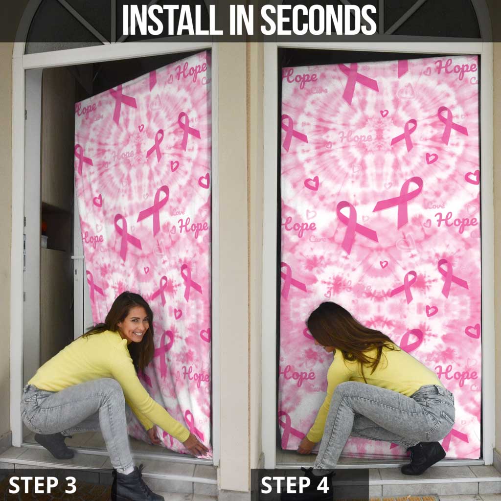 Breast Cancer Awareness Pink Ribbon Door Cover Tie Dye Style - Wonder Print Shop