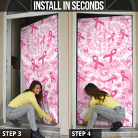 Breast Cancer Awareness Pink Ribbon Door Cover Tie Dye Style - Wonder Print Shop