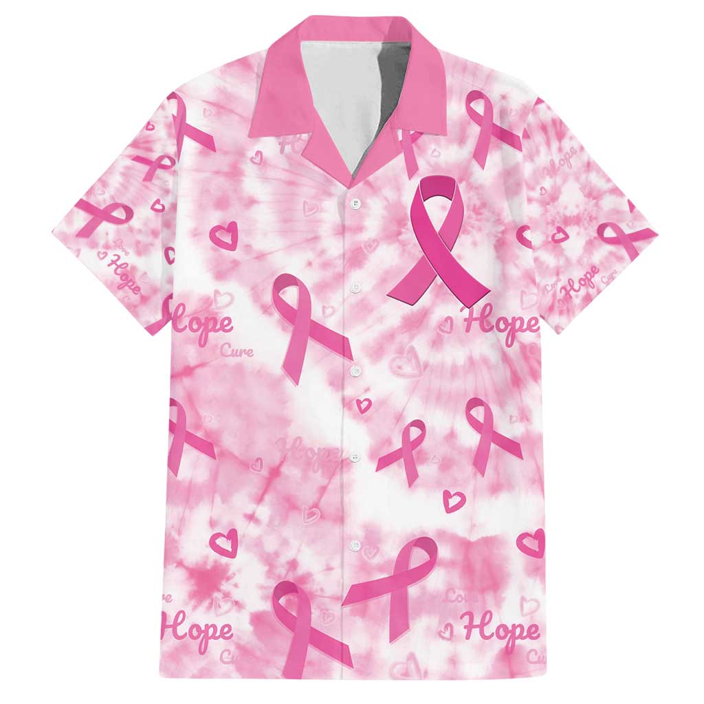 Breast Cancer Awareness Pink Ribbon Family Matching Long Sleeve Bodycon Dress and Hawaiian Shirt Tie Dye Style - Wonder Print Shop