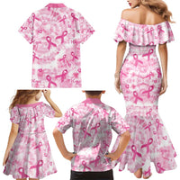 Breast Cancer Awareness Pink Ribbon Family Matching Mermaid Dress and Hawaiian Shirt Tie Dye Style - Wonder Print Shop