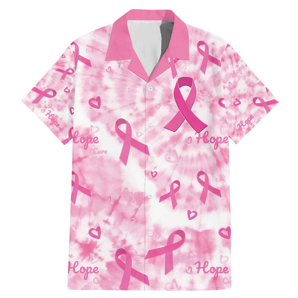 Breast Cancer Awareness Pink Ribbon Family Matching Mermaid Dress and Hawaiian Shirt Tie Dye Style - Wonder Print Shop