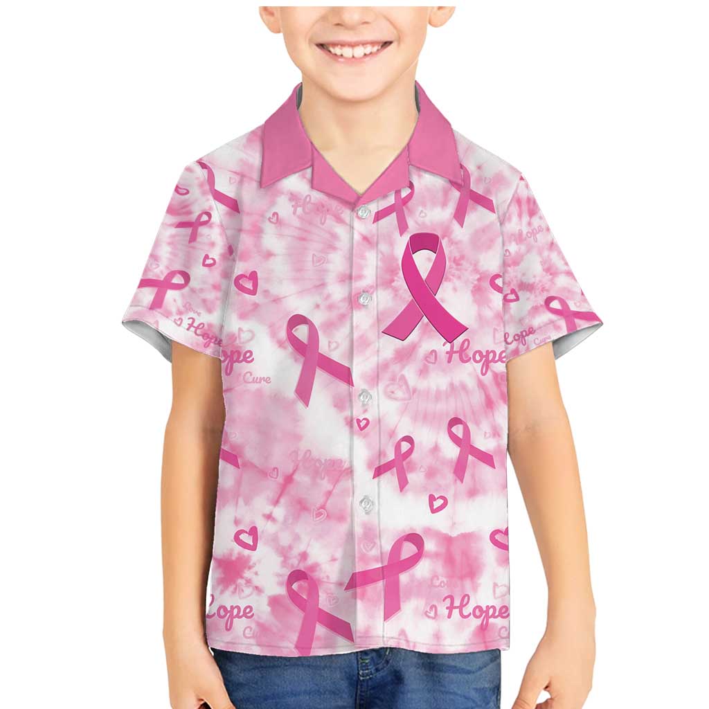 Breast Cancer Awareness Pink Ribbon Family Matching Mermaid Dress and Hawaiian Shirt Tie Dye Style - Wonder Print Shop