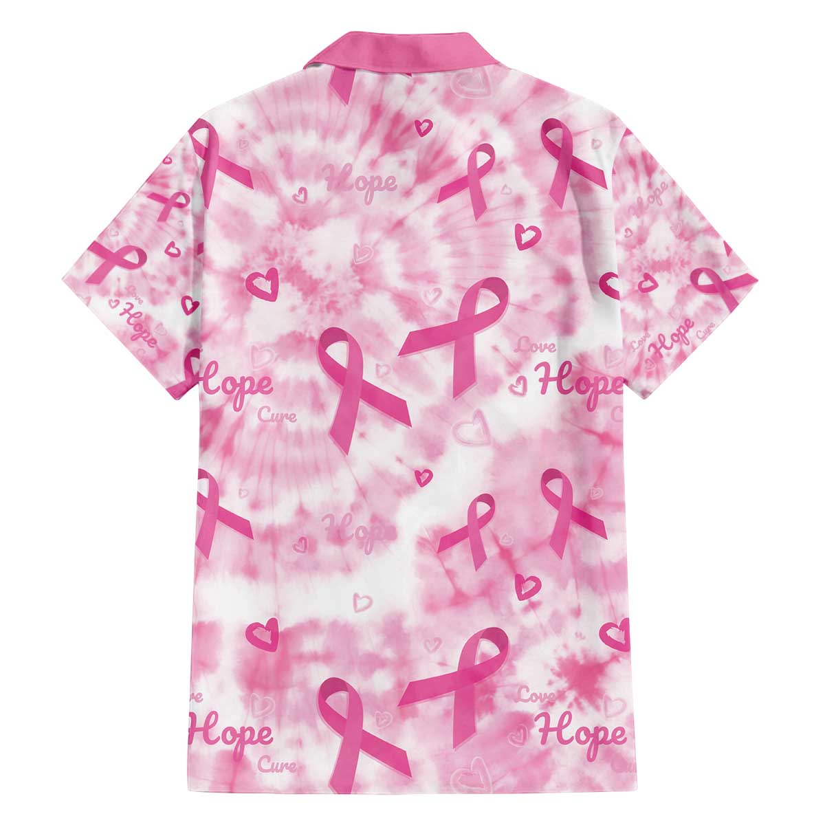 Breast Cancer Awareness Pink Ribbon Family Matching Off The Shoulder Long Sleeve Dress and Hawaiian Shirt Tie Dye Style - Wonder Print Shop