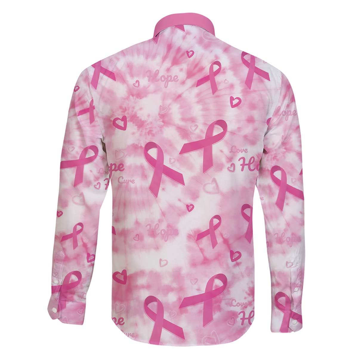 Breast Cancer Awareness Pink Ribbon Family Matching Off The Shoulder Long Sleeve Dress and Hawaiian Shirt Tie Dye Style - Wonder Print Shop